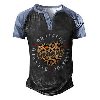 Grateful Thankful Blessed Granny Leopard Heart Love Grandma Cute Gift Men's Henley Shirt Raglan Sleeve 3D Print T-shirt - Thegiftio UK