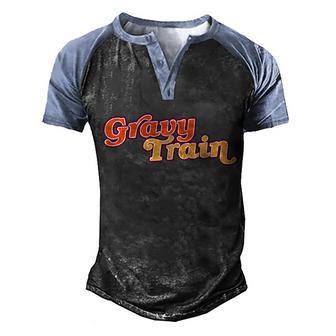 Gravy Train Retro Thanksgiving Graphic Design Printed Casual Daily Basic Men's Henley Shirt Raglan Sleeve 3D Print T-shirt - Thegiftio UK