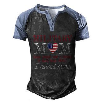 Great Gift Military Mom I Raised My Hero America American Flag Armed Forces Gift V2 Men's Henley Shirt Raglan Sleeve 3D Print T-shirt - Thegiftio UK