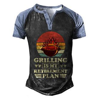 Grilling Is My Retiret Plan Retro Fathers Day Grill Dad Gift Graphic Design Printed Casual Daily Basic Men's Henley Shirt Raglan Sleeve 3D Print T-shirt - Thegiftio UK