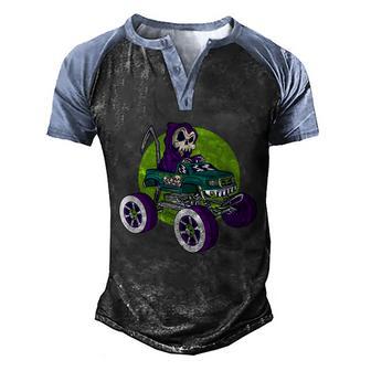 Grim Reaper Monster Truck Graphic Design Printed Casual Daily Basic Men's Henley Shirt Raglan Sleeve 3D Print T-shirt - Thegiftio UK