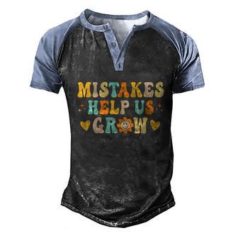 Groovy Growth Mindset Positive Retro Teachers Graphic Design Printed Casual Daily Basic Men's Henley Shirt Raglan Sleeve 3D Print T-shirt - Thegiftio UK