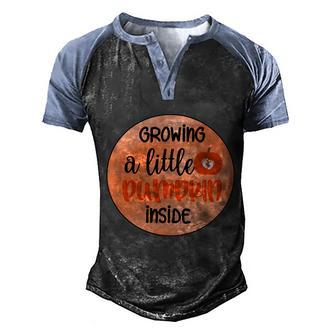 Growing A Little Pumpkin Inside Halloween Quote Graphic Design Printed Casual Daily Basic Men's Henley Shirt Raglan Sleeve 3D Print T-shirt - Thegiftio UK