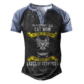 Grumpy Old Cat Mom Men's Henley Shirt Raglan Sleeve 3D Print T-shirt - Thegiftio UK
