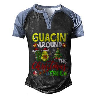 Guacin Around The Xmas Tree Christmas Santa Avocado Vegan Graphic Design Printed Casual Daily Basic Men's Henley Shirt Raglan Sleeve 3D Print T-shirt - Thegiftio UK