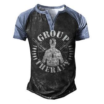 Gun Control Group Therapy Gift T Men's Henley Shirt Raglan Sleeve 3D Print T-shirt - Thegiftio UK