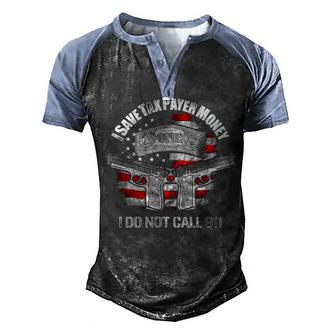 Gun Control I Save Tax Gift T Men's Henley Shirt Raglan Sleeve 3D Print T-shirt - Thegiftio UK