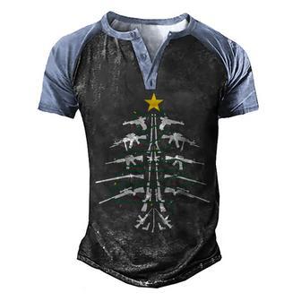 Guns Christmas Tree Xmas Vetaran Us Army Veteran Day Graphic Design Printed Casual Daily Basic Men's Henley Shirt Raglan Sleeve 3D Print T-shirt - Thegiftio UK