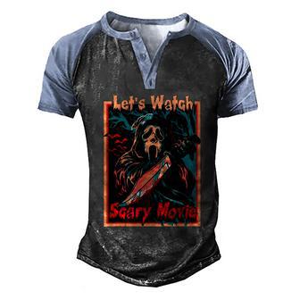 Halloween 2022 Lets Watch Scary Movie Graphic Design Printed Casual Daily Basic Men's Henley Shirt Raglan Sleeve 3D Print T-shirt - Thegiftio UK