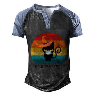 Halloween 2022 Vintage Funny Black Cat Halloween Day Men's Henley Shirt Raglan Sleeve 3D Print T-shirt - Thegiftio UK