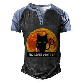 Halloween Black Cat No Lives Halloween Day Men's Henley Shirt Raglan Sleeve 3D Print T-shirt - Thegiftio UK