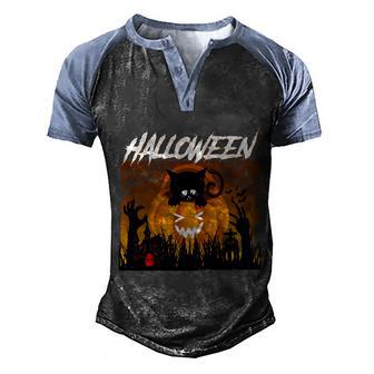 Halloween Cat Pumpkin Cute Funny Halloween Quote Men's Henley Shirt Raglan Sleeve 3D Print T-shirt - Thegiftio UK