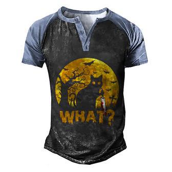 Halloween Cat What Graphic Design Printed Casual Daily Basic Men's Henley Shirt Raglan Sleeve 3D Print T-shirt - Thegiftio UK