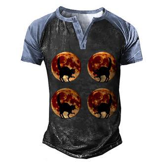 Halloween Cat With Full Moon Phases Graphic Design Printed Casual Daily Basic Men's Henley Shirt Raglan Sleeve 3D Print T-shirt - Thegiftio UK