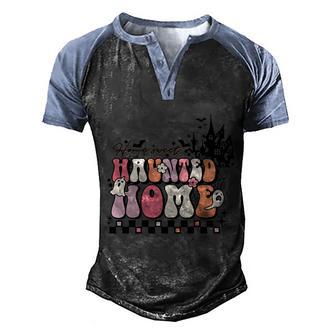 Halloween Day Home Sweet Haunted Home Retro Halloween Graphic Design Printed Casual Daily Basic Men's Henley Shirt Raglan Sleeve 3D Print T-shirt - Thegiftio UK