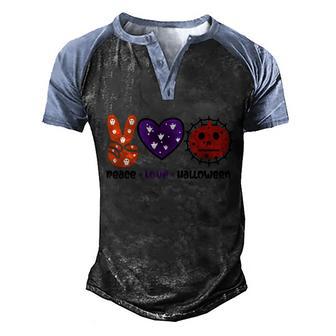 Halloween Day Peace Love Halloween Graphic Design Printed Casual Daily Basic Men's Henley Shirt Raglan Sleeve 3D Print T-shirt - Thegiftio UK