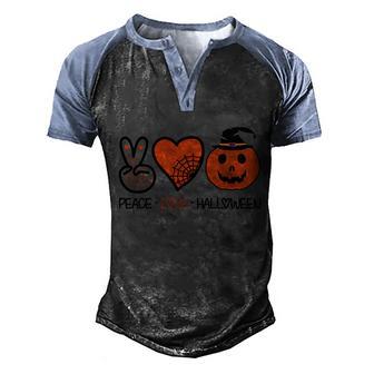 Halloween Day Peace Love Halloween Witch Hat Pumpkin Graphic Design Printed Casual Daily Basic Men's Henley Shirt Raglan Sleeve 3D Print T-shirt - Thegiftio UK