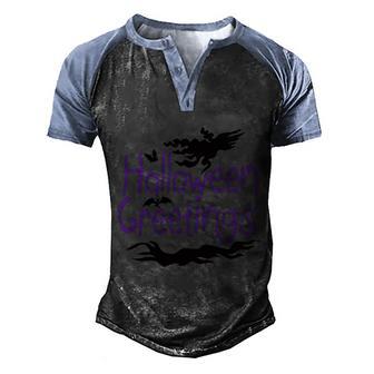 Halloween Greetings Funny Halloween Quote Graphic Design Printed Casual Daily Basic V2 Men's Henley Shirt Raglan Sleeve 3D Print T-shirt - Thegiftio UK
