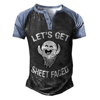 Halloween Lets Get Sheet Faced Ghost Graphic Design Printed Casual Daily Basic Men's Henley Shirt Raglan Sleeve 3D Print T-shirt - Thegiftio UK