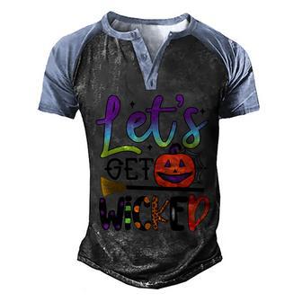 Halloween Lets Get Wicked Pumpkin Halloween Day Graphic Design Printed Casual Daily Basic Men's Henley Shirt Raglan Sleeve 3D Print T-shirt - Thegiftio UK