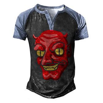 Halloween Mask T- Men's Henley Shirt Raglan Sleeve 3D Print T-shirt - Thegiftio UK