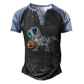Halloween Mummy Trex Trick Or Treat Graphic Design Printed Casual Daily Basic Men's Henley Shirt Raglan Sleeve 3D Print T-shirt - Thegiftio UK