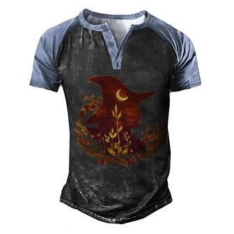 Halloween Mystical Nature Witch Graphic Design Printed Casual Daily Basic Men's Henley Shirt Raglan Sleeve 3D Print T-shirt - Thegiftio UK