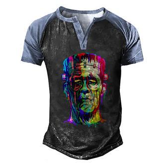 Halloween Neon Paint Drip Frankenstein Monster Graphic Design Printed Casual Daily Basic Men's Henley Shirt Raglan Sleeve 3D Print T-shirt - Thegiftio UK