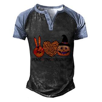 Halloween Peace Love Pumpkin Halloween Day Graphic Design Printed Casual Daily Basic Men's Henley Shirt Raglan Sleeve 3D Print T-shirt - Thegiftio UK