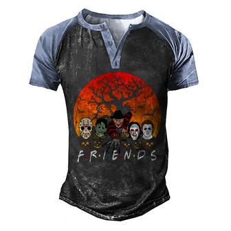 Halloween Scary Friends Graphic Design Printed Casual Daily Basic Men's Henley Shirt Raglan Sleeve 3D Print T-shirt - Thegiftio UK