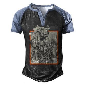 Halloween Skeleton Coffee Graphic Design Printed Casual Daily Basic Men's Henley Shirt Raglan Sleeve 3D Print T-shirt - Thegiftio UK
