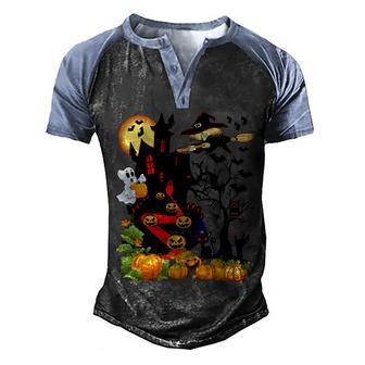 Halloween Spooky Castle Pumpkin Boo Halloween Day Graphic Design Printed Casual Daily Basic Men's Henley Shirt Raglan Sleeve 3D Print T-shirt - Thegiftio UK