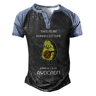 Halloween This Is My Human Costume Im Really An Avocado Graphic Design Printed Casual Daily Basic Men's Henley Shirt Raglan Sleeve 3D Print T-shirt - Thegiftio UK