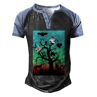 Halloween Tree Ghost Boo Funny Halloween Quote Men's Henley Shirt Raglan Sleeve 3D Print T-shirt - Thegiftio UK