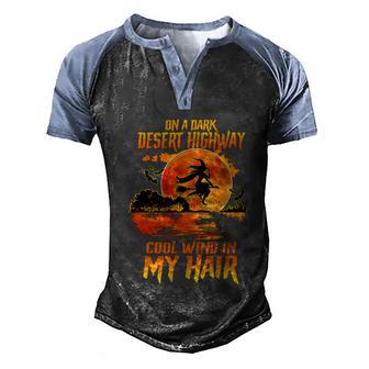 Halloween Witch Riding Brooms On A Dark Desert Highways Graphic Design Printed Casual Daily Basic Men's Henley Shirt Raglan Sleeve 3D Print T-shirt - Thegiftio UK