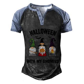 Halloween With My Gnomies Halloween Quote Graphic Design Printed Casual Daily Basic Men's Henley Shirt Raglan Sleeve 3D Print T-shirt - Thegiftio UK