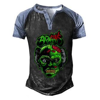 Halloween Zombie Brains Graphic Design Printed Casual Daily Basic Men's Henley Shirt Raglan Sleeve 3D Print T-shirt - Thegiftio UK