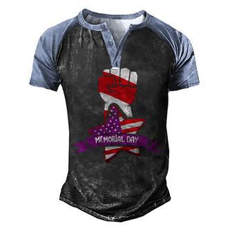 Hand-Veterans-Day-T- Men's Henley Shirt Raglan Sleeve 3D Print T-shirt - Thegiftio UK