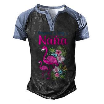 Happiness Is Being A Nana Pink Flamingo Men's Henley Shirt Raglan Sleeve 3D Print T-shirt - Thegiftio UK