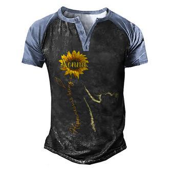 Happiness Is Being A Nonna Sunflower Cat Men's Henley Shirt Raglan Sleeve 3D Print T-shirt - Thegiftio UK