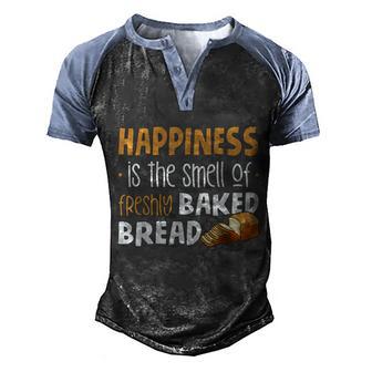 Happiness Is The Smell Of Freshly Baked Bread Funny Baker Graphic Design Printed Casual Daily Basic Men's Henley Shirt Raglan Sleeve 3D Print T-shirt - Thegiftio UK