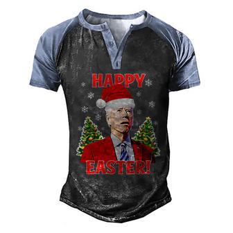 Happy Easter Joe Biden Santa Confused Funny Ugly Christmas Graphic Design Printed Casual Daily Basic Men's Henley Shirt Raglan Sleeve 3D Print T-shirt - Thegiftio UK