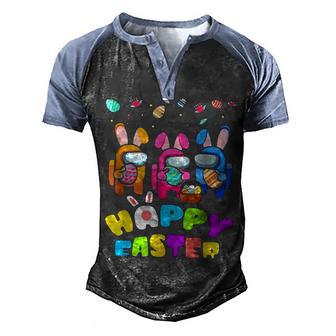 Happy Easter Sunday Bunny Gift T- Men's Henley Shirt Raglan Sleeve 3D Print T-shirt - Thegiftio UK