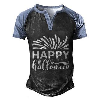 Happy Halloween Broom Ghost Halloween Quote Graphic Design Printed Casual Daily Basic Men's Henley Shirt Raglan Sleeve 3D Print T-shirt - Thegiftio UK