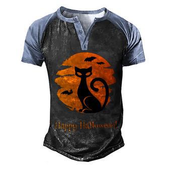 Happy Halloween Cat Graphic Design Printed Casual Daily Basic Men's Henley Shirt Raglan Sleeve 3D Print T-shirt - Thegiftio UK