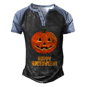 Happy Halloween Jack O Lantern Graphic Design Printed Casual Daily Basic Men's Henley Shirt Raglan Sleeve 3D Print T-shirt - Thegiftio UK