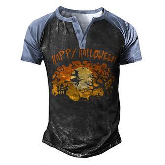 Happy Halloween Scary Witch T Men's Henley Shirt Raglan Sleeve 3D Print T-shirt - Thegiftio UK