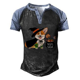 Happy Halloween Trick Or Treat Corgi Graphic Design Printed Casual Daily Basic Men's Henley Shirt Raglan Sleeve 3D Print T-shirt - Thegiftio UK