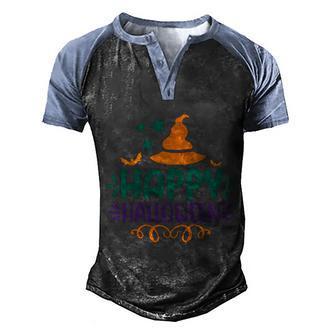 Happy Halloween Witch Hat Bat Halloween Quote Graphic Design Printed Casual Daily Basic Men's Henley Shirt Raglan Sleeve 3D Print T-shirt - Thegiftio UK