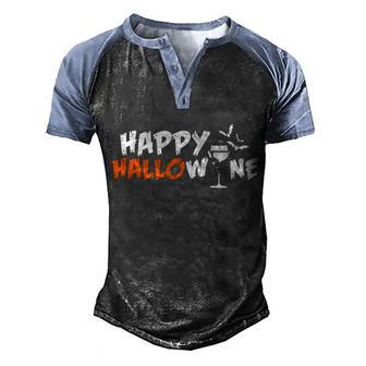 Happy Hallowine Funny Halloween Graphic Design Printed Casual Daily Basic Men's Henley Shirt Raglan Sleeve 3D Print T-shirt - Thegiftio UK